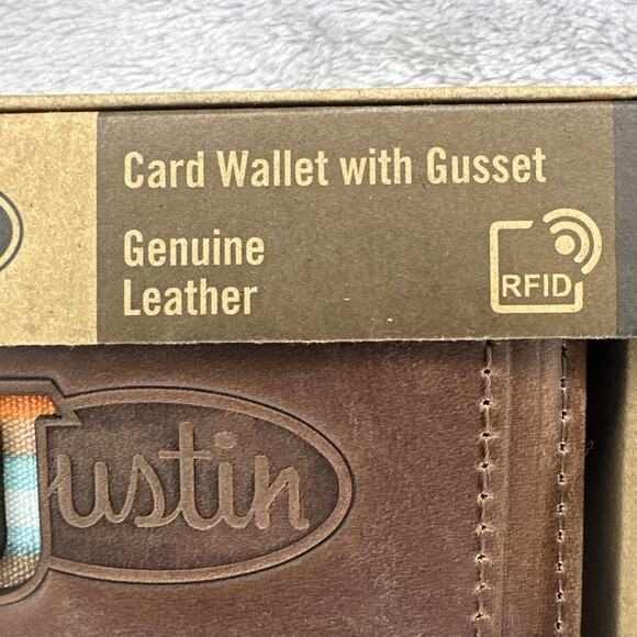 Justin Wallet Card Wallet With Gusset Genuine Leather RFID Logo Embossed Unisex - Picture 8 of 10